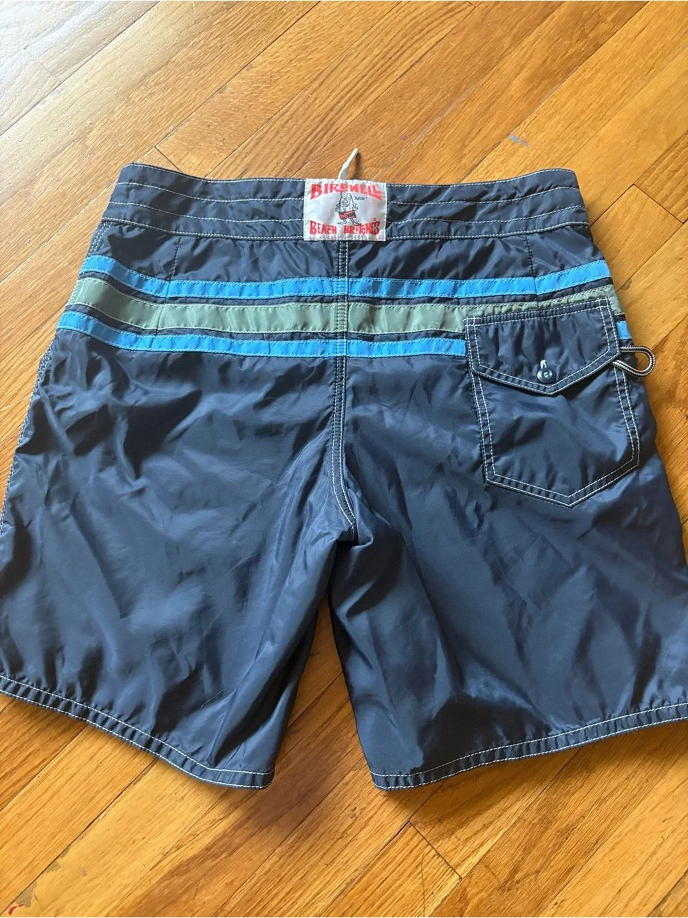 Birdwell Beach Britches 310 Board Blue Horizontal Stripes California Size 34